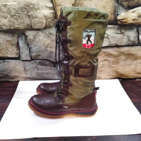 Pajar Canada Waterproof Winter Boots Green Brown Lined 7 - 7.5 38 Euro Grip Boot - Picture 6 of 13
